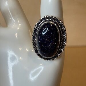 🆕 Blue Sunstone Gemstone And Sterling Silver Ring Size 8.5 🆕